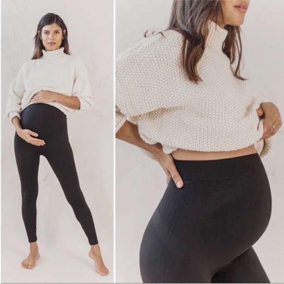 NWT BLANQI EVERYDAY Maternity Belly Support Leggings in Black Sz L - Picture 2 of 11